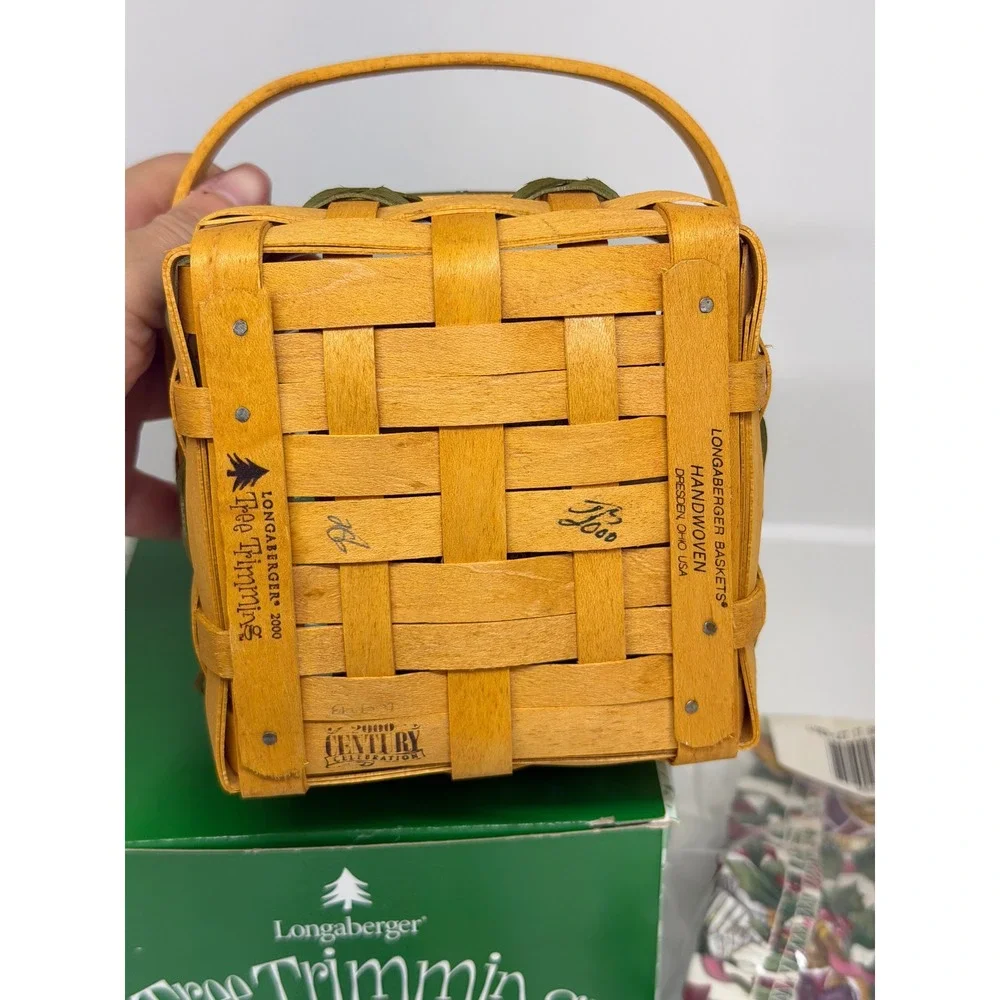 VTG Longaberger Basket Tree Trimming 2000 Let It Snow‎ Christmas Green Small NIB